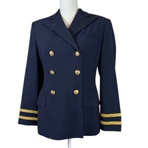 Ralph Lauren Wool Admiral Captain Blazer Navy Blue w/Gold Double Breasted Size 6